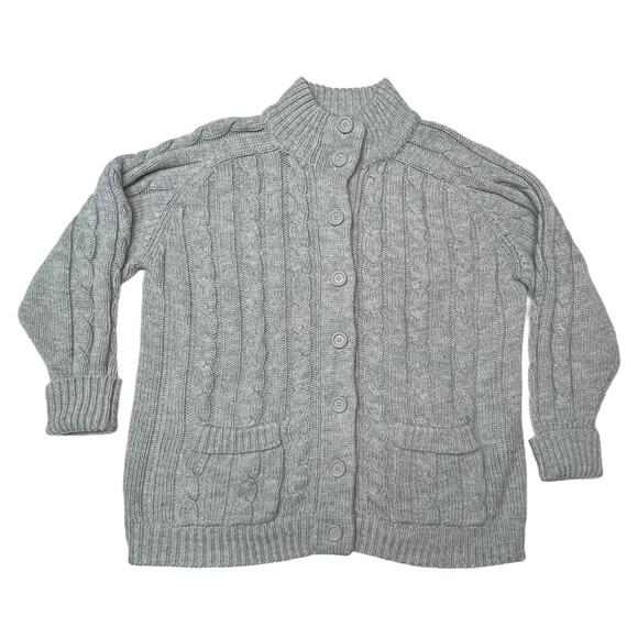 Vintage 80s Sears Men's Gray Cable Knit Cardigan Sweater Chunky Size 44 - Picture 8 of 15